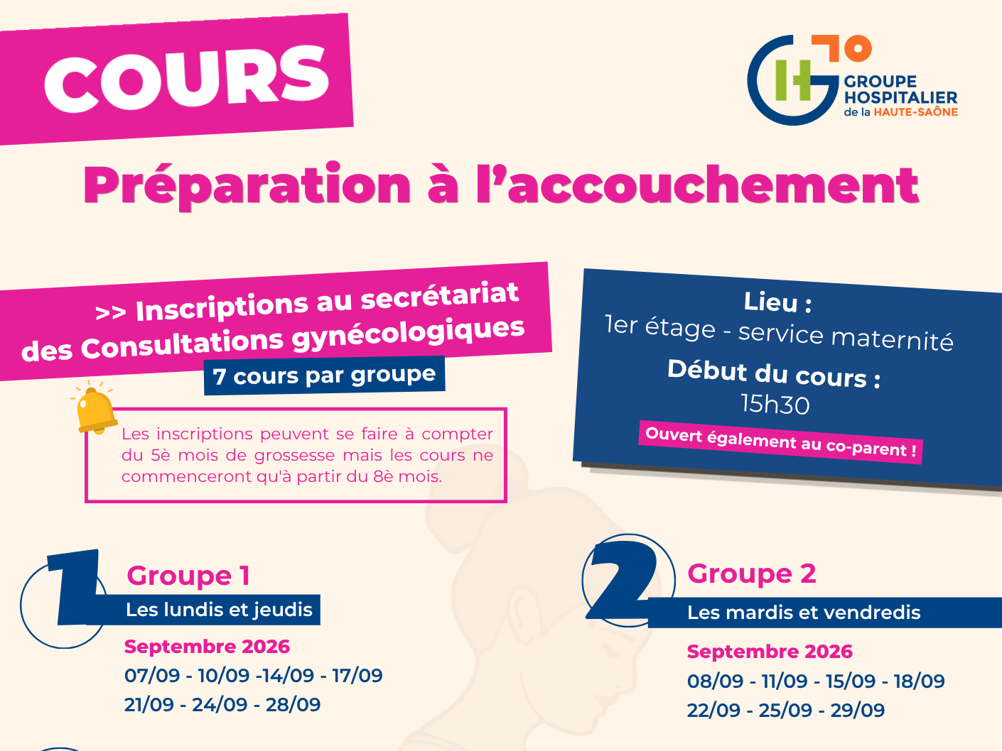 Cours de préparation à l'accouchement